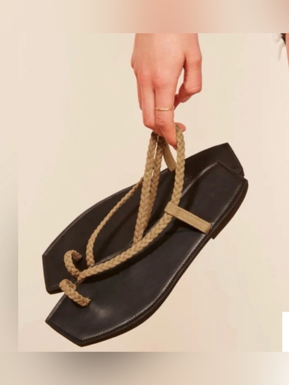 NEW Reformation x Parme Marin Toe Ring Gladiator Braided Sandals Cognac Leather